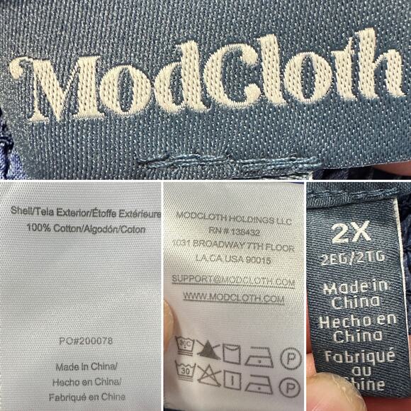 ModCloth Fruit Novelty Print Button Up Crop Top Thick Strap Smocked Back Sz: 2X - Picture 6 of 6